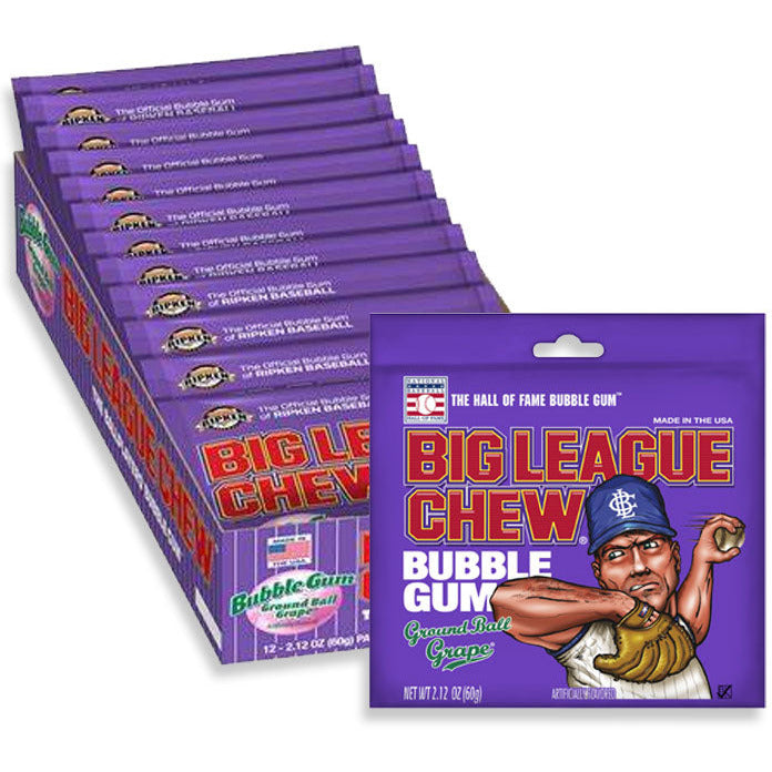 Big League Chew Bubble Gum, Grape - 12 count, 2.12 oz packet